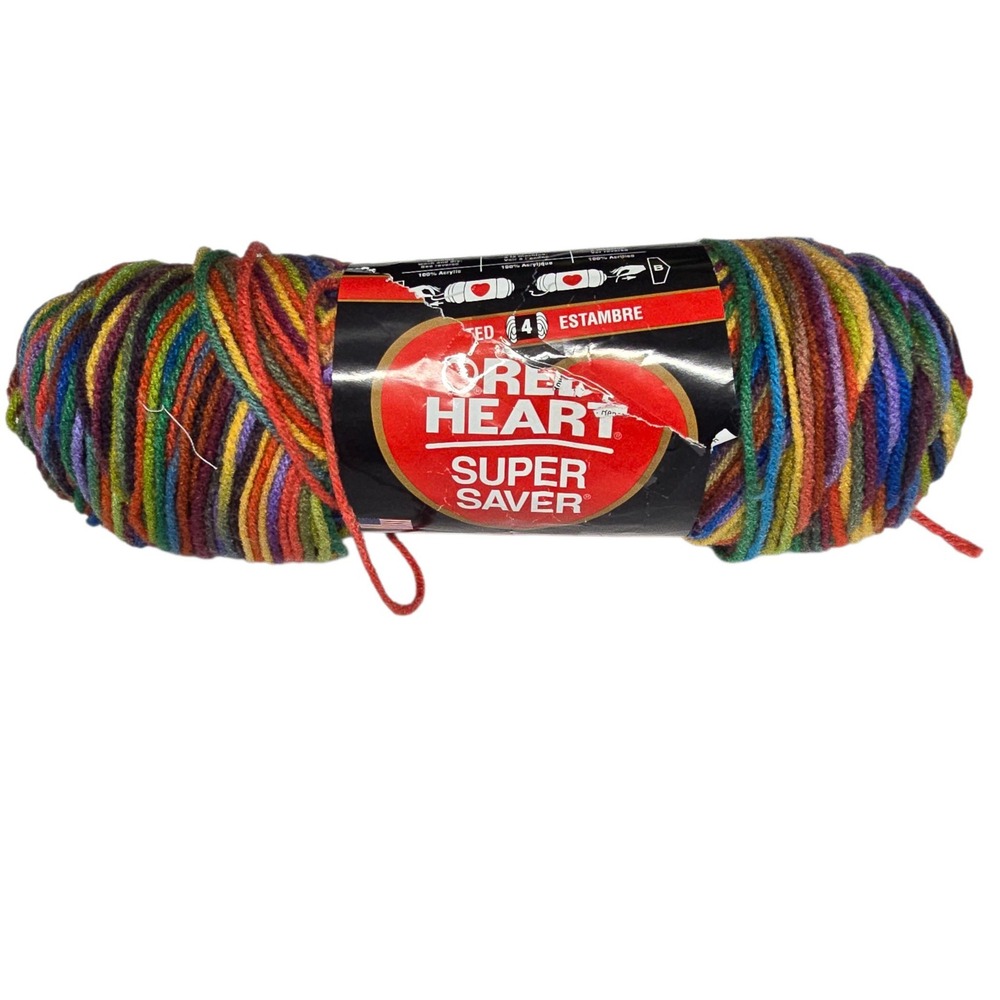 Red Heart Super Saver Yarn Artist Print Color 5oz Med 4 Acrylic Skein Deadstock